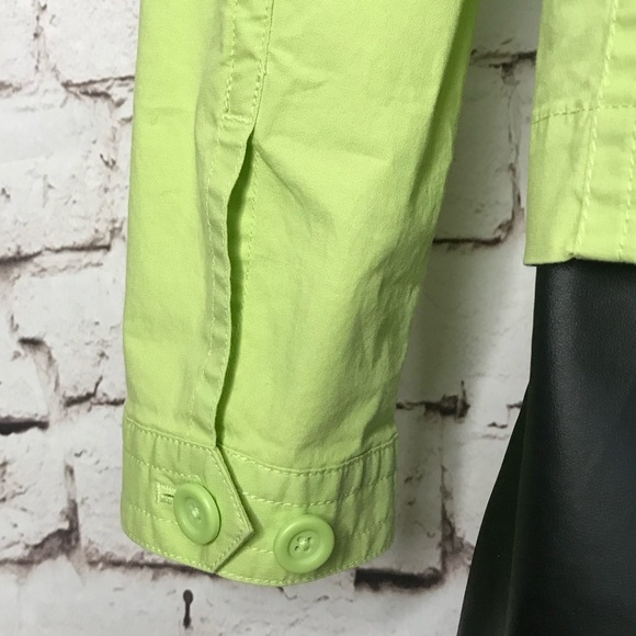 TALBOTS Petite Size 4P Lime Green lightweight Safari cotton blazer jacket - Picture 14 of 15